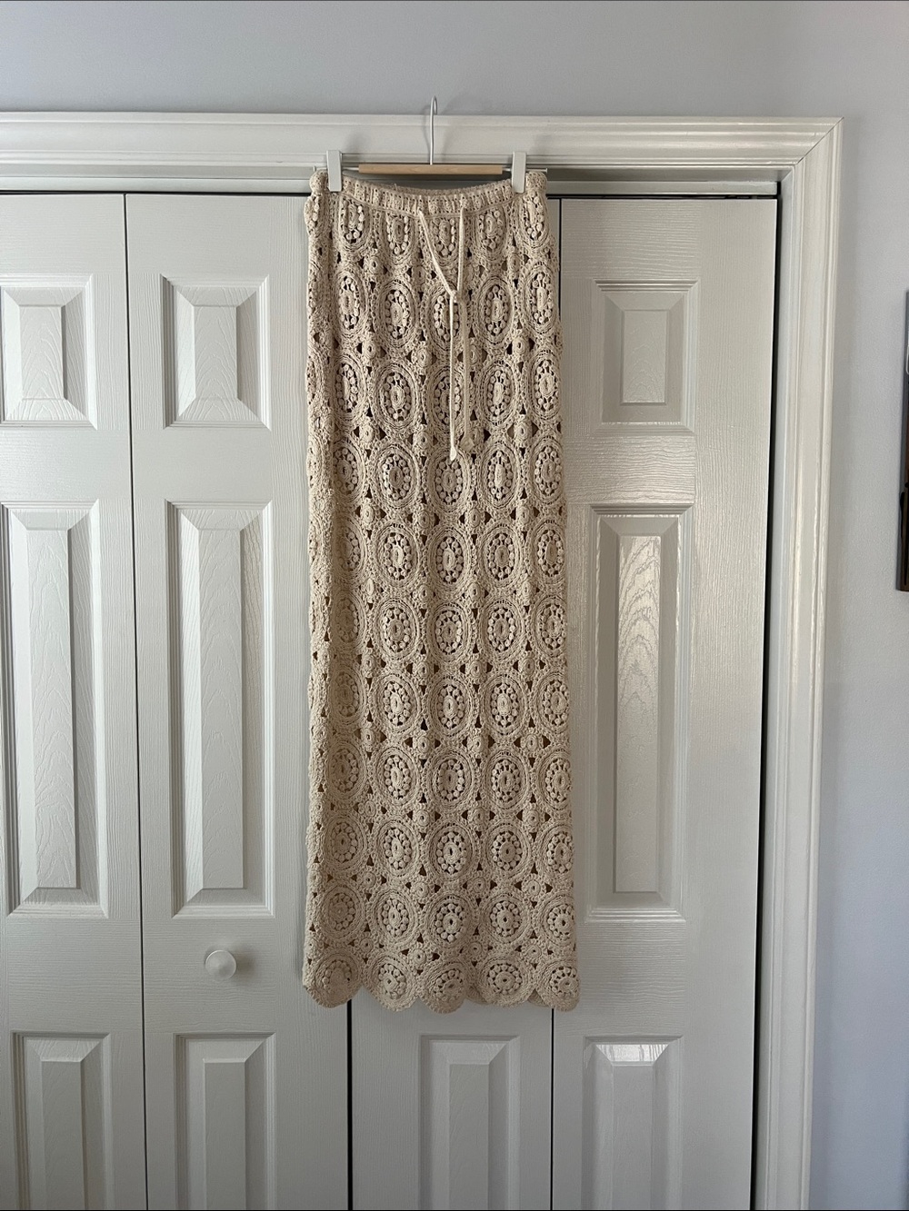 Solitaire Crochet Maxi Skirt in Cream